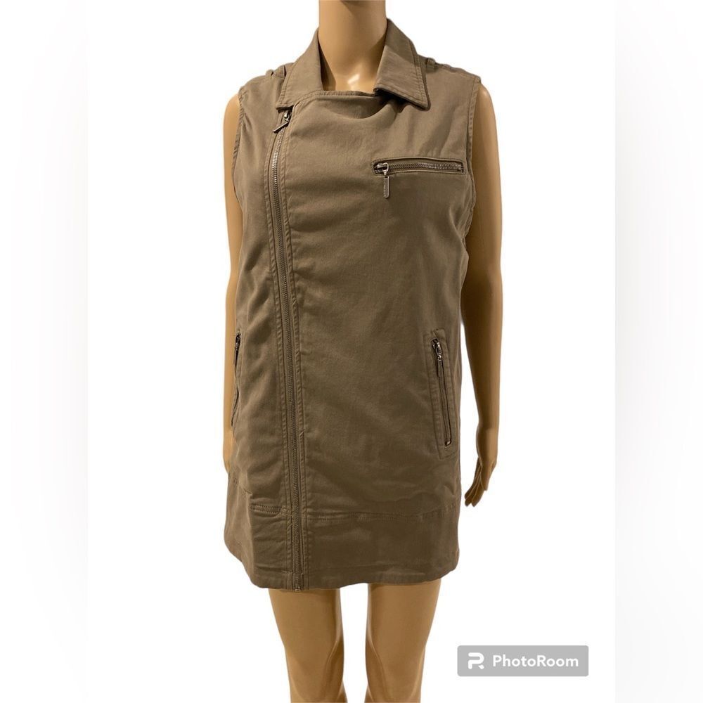 NWT Max Jean Moto Vest Full Side Zip Size M Army Fatigue Green MRSP $99